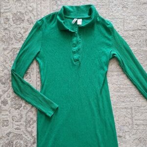 H&M Green Ribbed Midi Dress